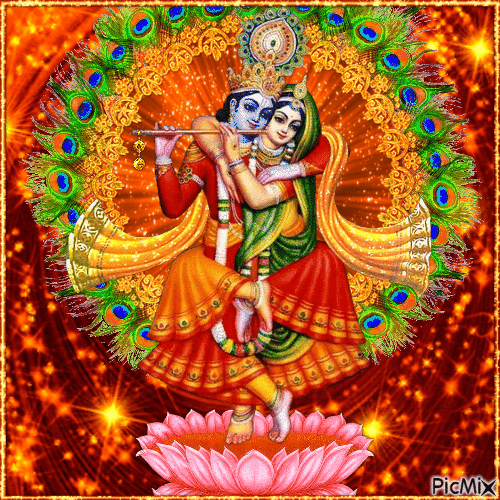 Good Morning Radha Krishna glitter images